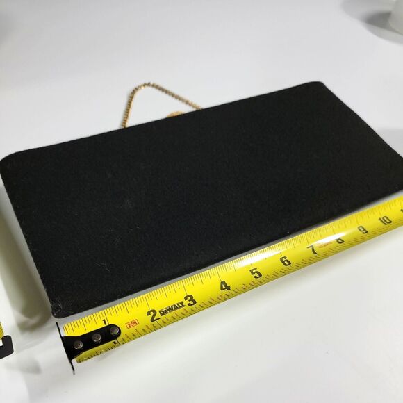 VTG Black Clutch L And M Bags MCM Extra Wide Gold Frame Clasp Chain Wrist Strap - Picture 4 of 9